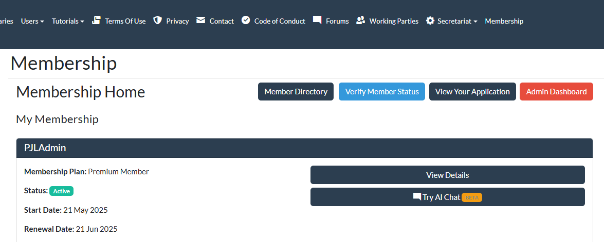 INQA Membership Dashboard